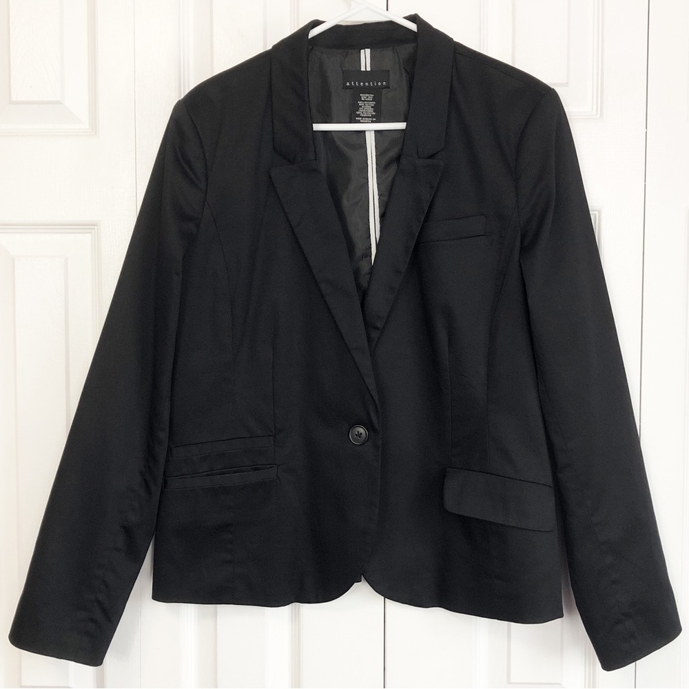 Attention Classic Black Business Casual One Button Blazer Jacket 16
